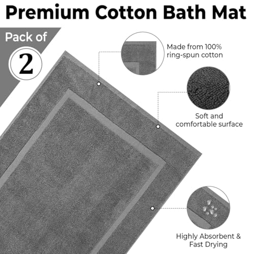 KAHAF COLLECTION Bath Mat Floor Towel Set - Absorbent Cotton Hotel Spa Shower/Bathtub Mats [Not a Bathroom Rug] 22"x34" Pack of 2 - Image 5