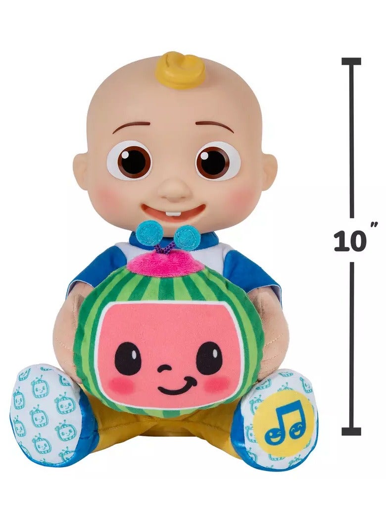 Jazwares Cocomelon Doll Peek-A-Boo JJ Plush Doll, Battery Operated | Press the Foot to Activate Musical Sounds & Phrases! | Soft Toy | Interactive Plush Toy for Baby and Toddler | Educational Toy | Early Learning Toy | Helps with Motor Skill Development | Perfect Gift for Baby and Toddler - Image 4