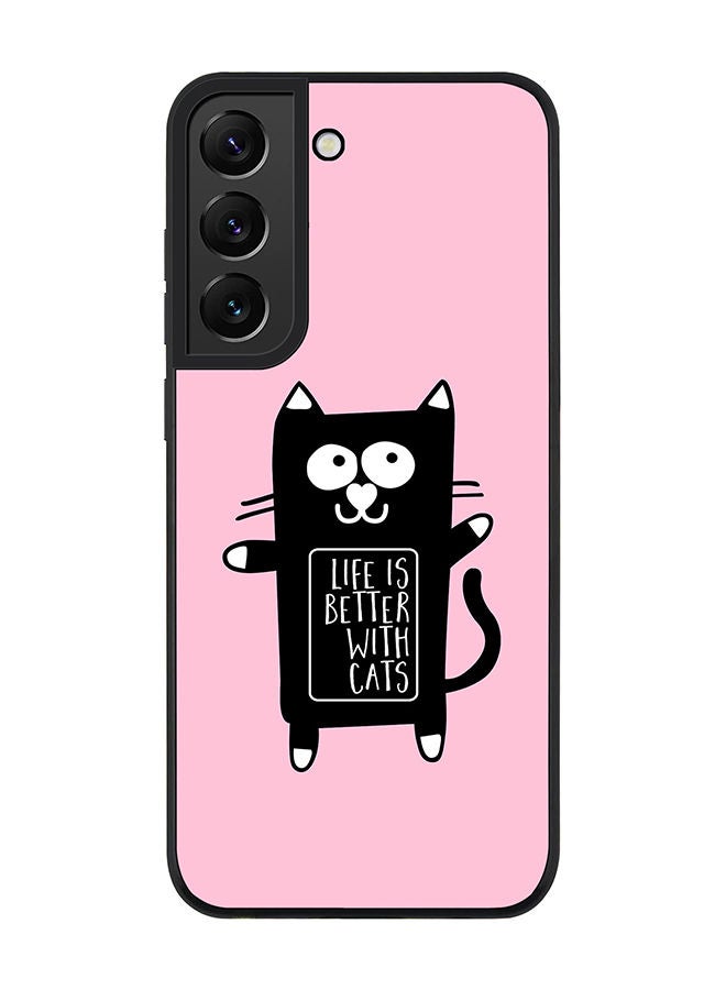 Stylizedd Rugged Black edge case for Samsung Galaxy S21 5G Slim fit Soft Case Flexible Rubber Edges Anti Drop TPU Gel Thin Cover - Life is better with cats - Image 1