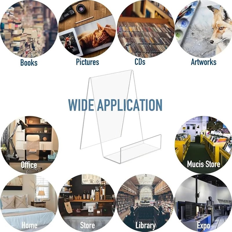 حامل عرض كتاب من الأكريليك الشفاف، حامل عمودي للألبوم، قرص مضغوط، صورة، هاتف، لوحي - Image 4