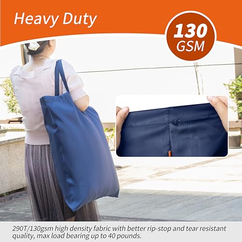 Polecasa Extra Heavy-Duty Laundry Bag 21x24”- Machine Washable Small Storage Bag with Reinforced Handles & Drawstring Closure & ID Tag for College Dorm Travel -Navy - Image 2