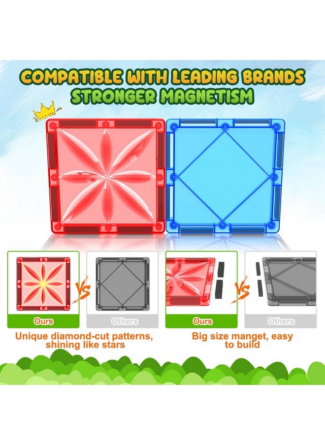 Coodoo - Diamond Magnetic Tiles Kids Toys For Toddlers Stem Magnetic Blocks Building Toys Preschool Sensory Montessori Learning Toys For 3+ Year Old Boys Girls Christmas Birthday Gifts Creative Kids Games - Image 1