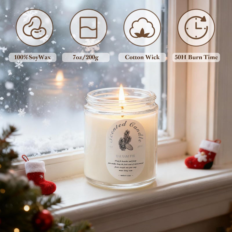 LOSNYA Winter Candle Gift Set, 4 Pack 28oz Soy Wax Scented Candles for Home â€“ Cinnamon Apple, Balsam Fir, Vanilla Bean, Cedarwood & Amber â€“ Cozy Aromatherapy Candles for Holiday & Home Decor Gifts - Image 2