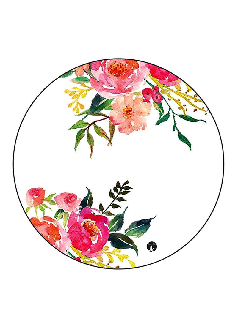 Flowers Printed Mouse Pad  Round  Multicolour