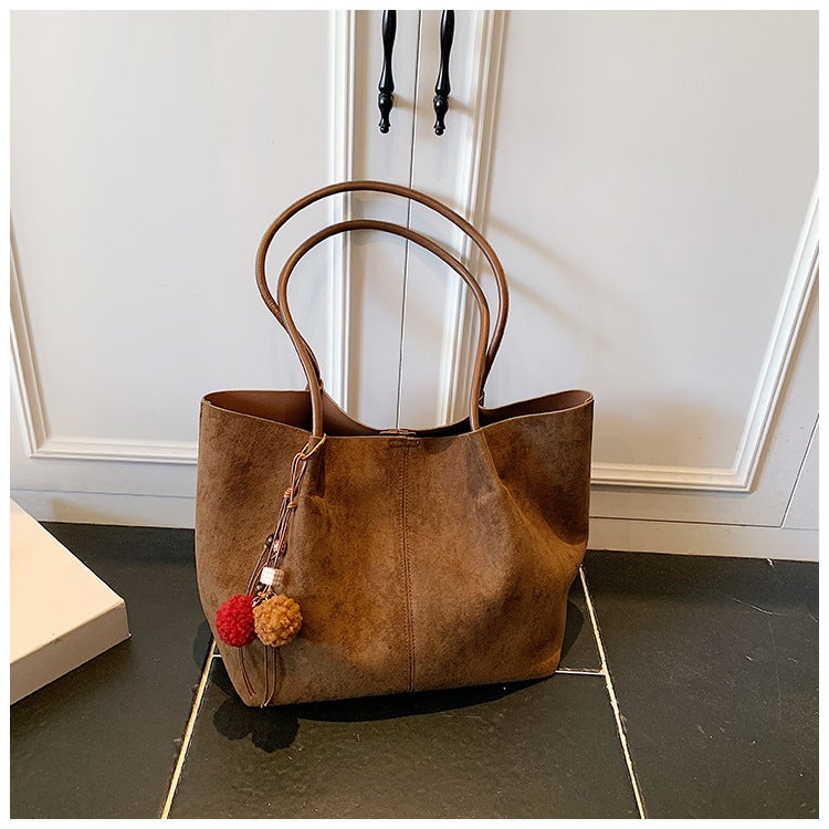 Suede Tote Bag 2025 Women Casual Simple Versatile Ins Shoulder Bag - Image 5