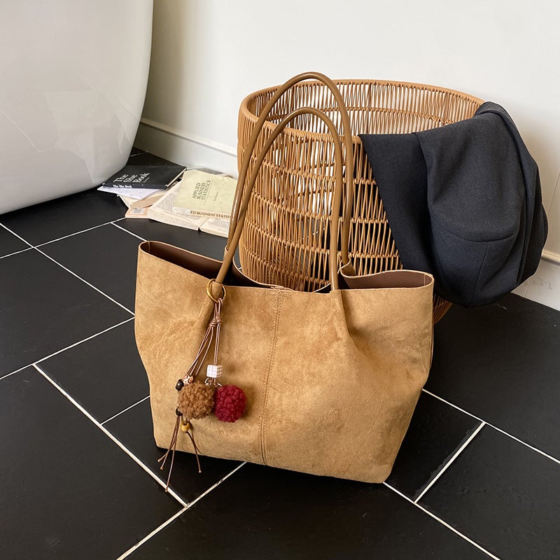 Suede Tote Bag 2025 Women Casual Simple Versatile Ins Shoulder Bag - Image 4