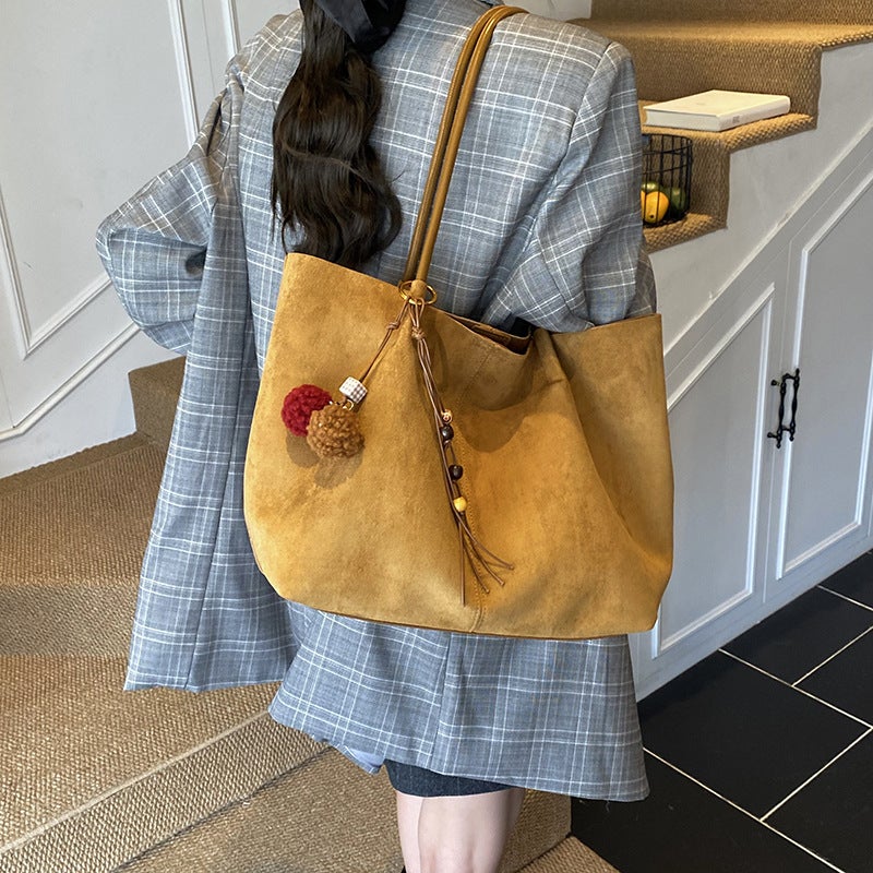 Suede Tote Bag 2025 Women Casual Simple Versatile Ins Shoulder Bag - Image 3