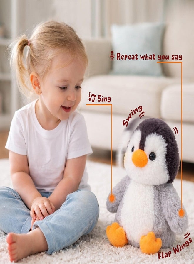 Easfan Penguin Talking Singing Stuffed Animal with Swaying Flapping Wings Interactive Plush Toy Funny Toy for Kids Toddlers Christmas Der Gifts,9'' - Image 3