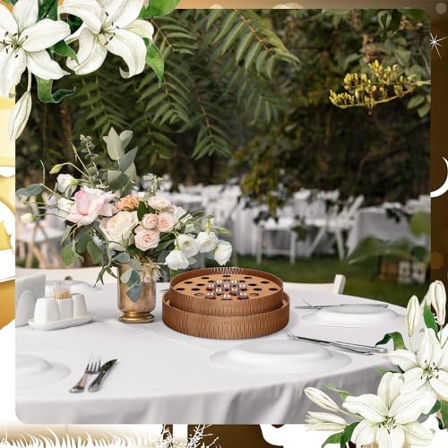 Ninehaoou 2 Sets of Wooden Communion Tray with Lid for Churches Set Wood Stackable Round Communion Trays Set Churches with Cover for Baptism Church Family Wedding, 2 Sizes - Image 5