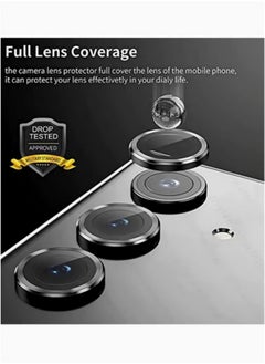 Generic Samsung Galaxy A35 Camera Lens Protector, Individual Tempered Glass Camera Screen Protector Metal Ring Lens Cover for Galaxy A35 Accessories, 1 Set (Black)  - Image 2