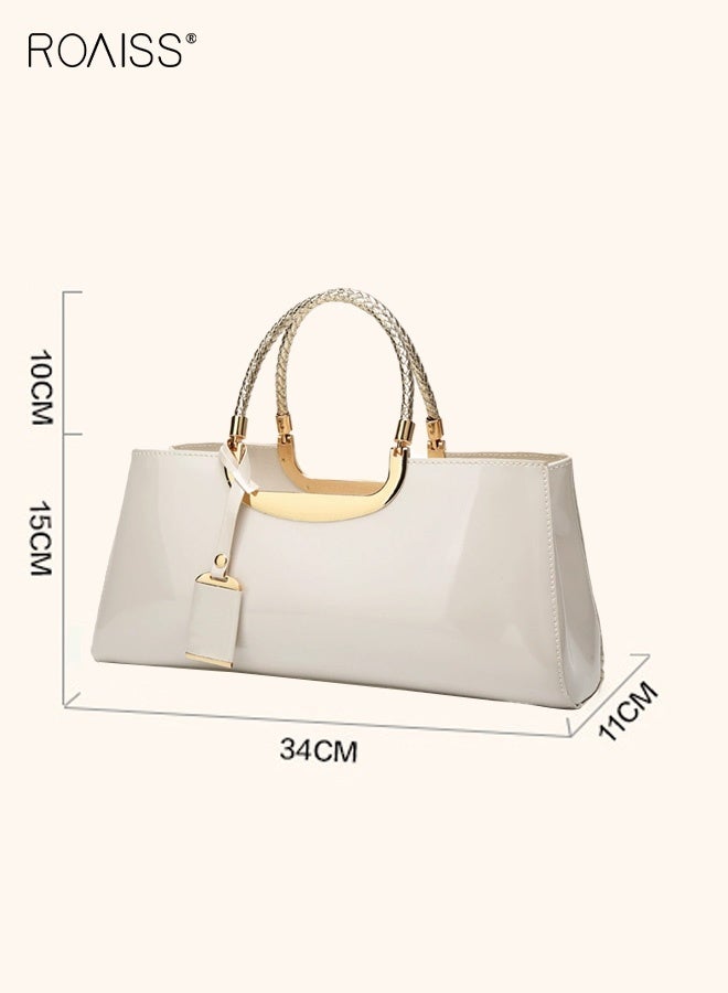 roaiss Women's Clutch Bag Fashion Glossy Patent Leather Handbag Ladies Bridal Wedding Bag Evening Bag Party Purse Elegant Dress Accessories Gift for Her White - Image 2