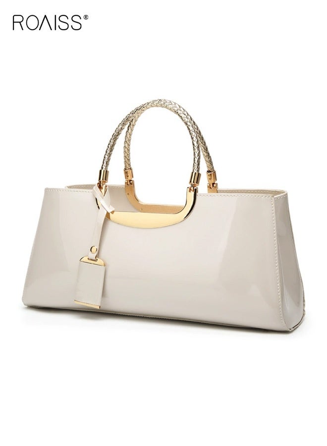 roaiss Women's Clutch Bag Fashion Glossy Patent Leather Handbag Ladies Bridal Wedding Bag Evening Bag Party Purse Elegant Dress Accessories Gift for Her White - Image 1