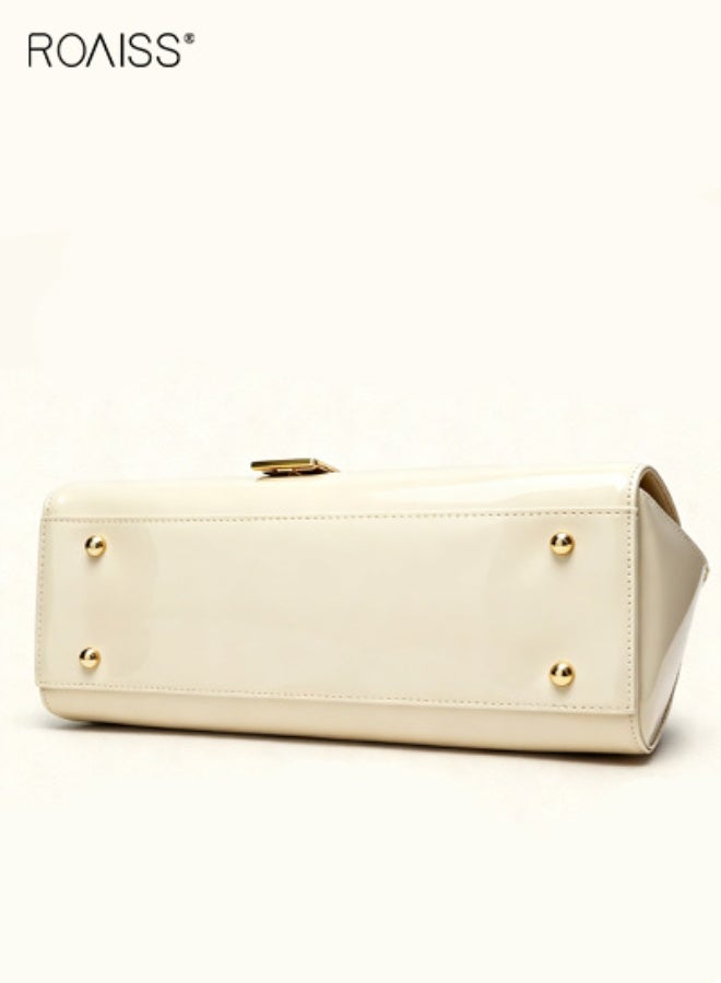 roaiss Women's Clutch Bag Fashion Glossy Patent Leather Handbag Ladies Bridal Wedding Bag Evening Bag Party Purse Elegant Dress Accessories Gift for Her White - Image 5