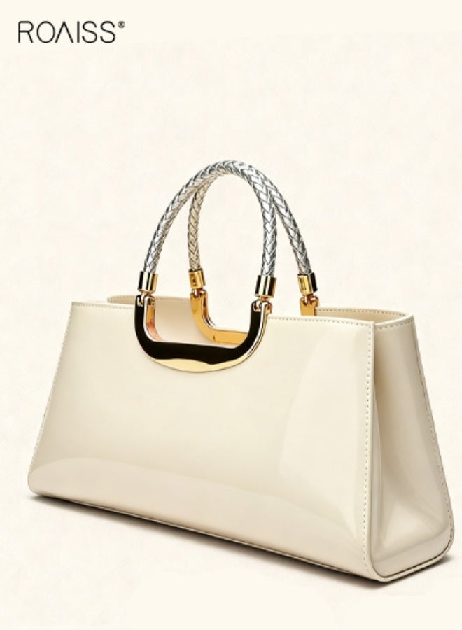 roaiss Women's Clutch Bag Fashion Glossy Patent Leather Handbag Ladies Bridal Wedding Bag Evening Bag Party Purse Elegant Dress Accessories Gift for Her White - Image 4