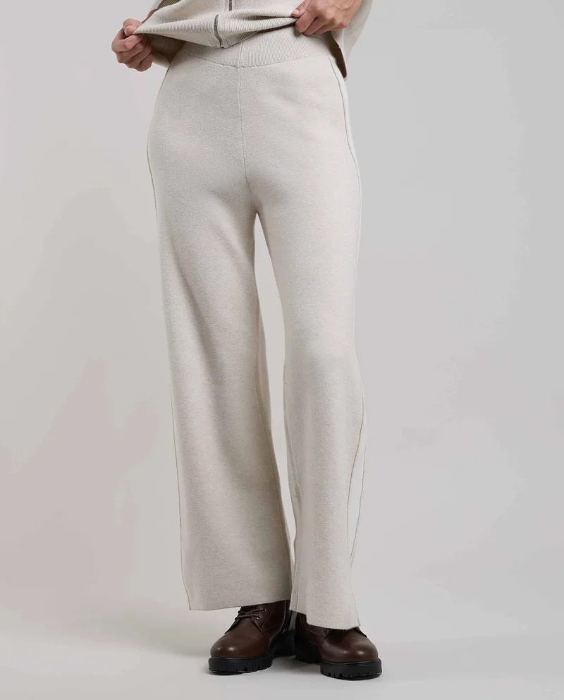 R&b Solid Knit Pants with Elastic waist