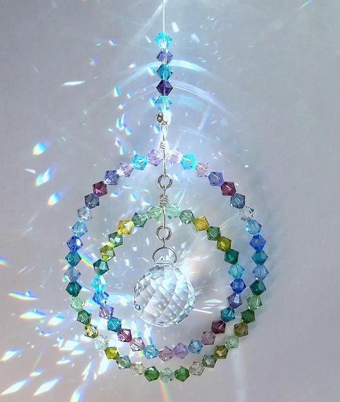 Light Wave Beautiful Sparkling Crystal Rainbow Sun-Catcher Ball Prism Pendant Hanging, Window, Garden, Balcony Hanging Ornament, Car Hanging (Model 22) - Image 1