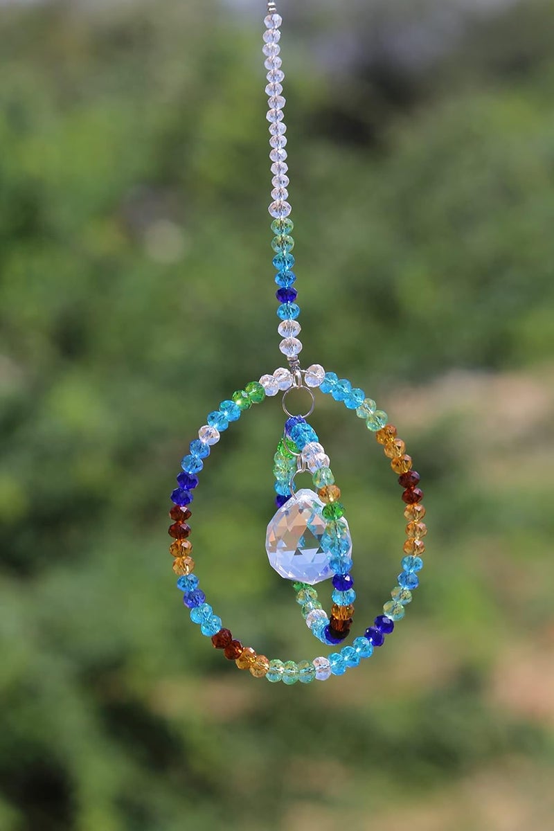 Light Wave Beautiful Sparkling Crystal Rainbow Sun-Catcher Ball Prism Pendant Hanging, Window, Garden, Balcony Hanging Ornament, Car Hanging (Model 22) - Image 2