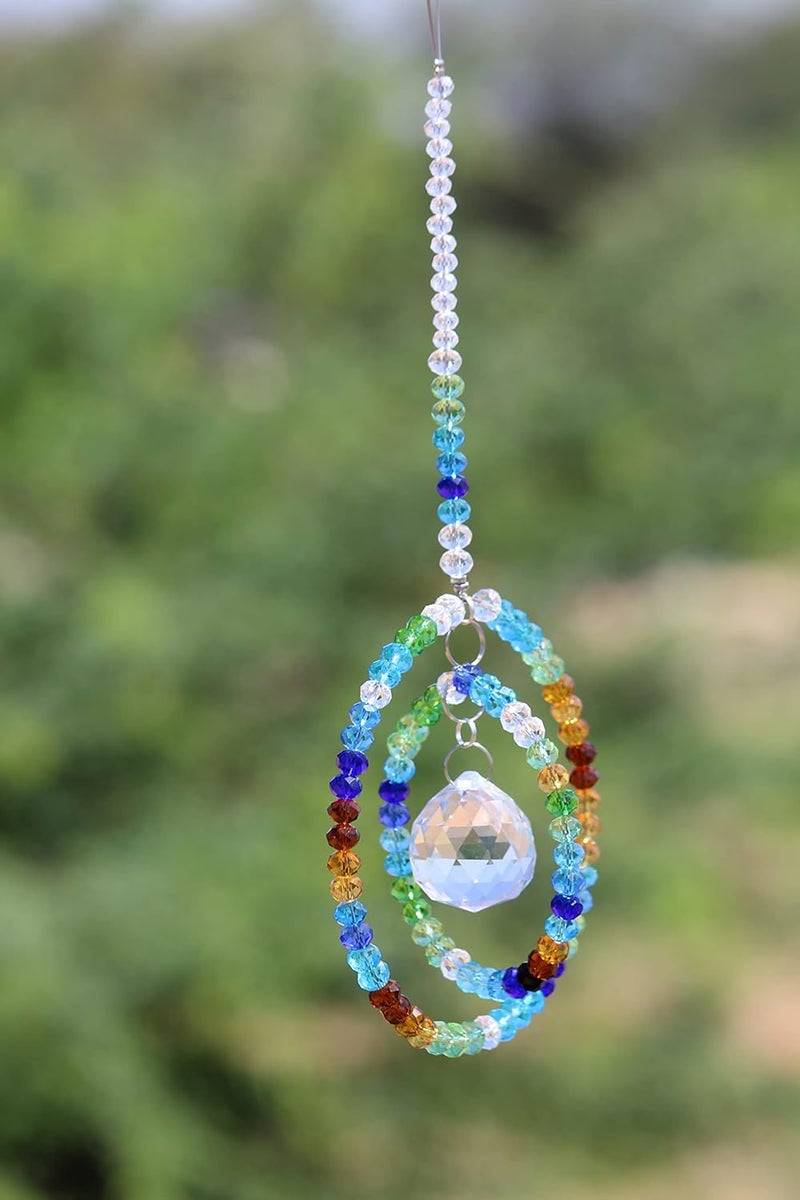 Light Wave Beautiful Sparkling Crystal Rainbow Sun-Catcher Ball Prism Pendant Hanging, Window, Garden, Balcony Hanging Ornament, Car Hanging (Model 22) - Image 3