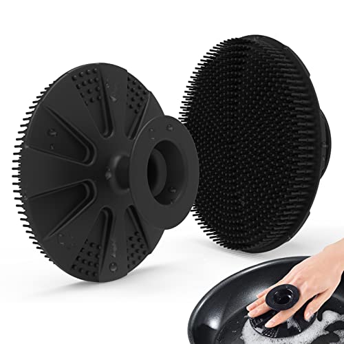 BEAUTAIL Silicone Sponge BEAUTAIL NonScratch Scrub Sponges for Washing Dishes Kitchen Fruit Vegetable Cleaning Brush Long Lasting and Reusable Dishwashing Scrubber Suction Up Hang Designed 1 Pack Black - Image 2