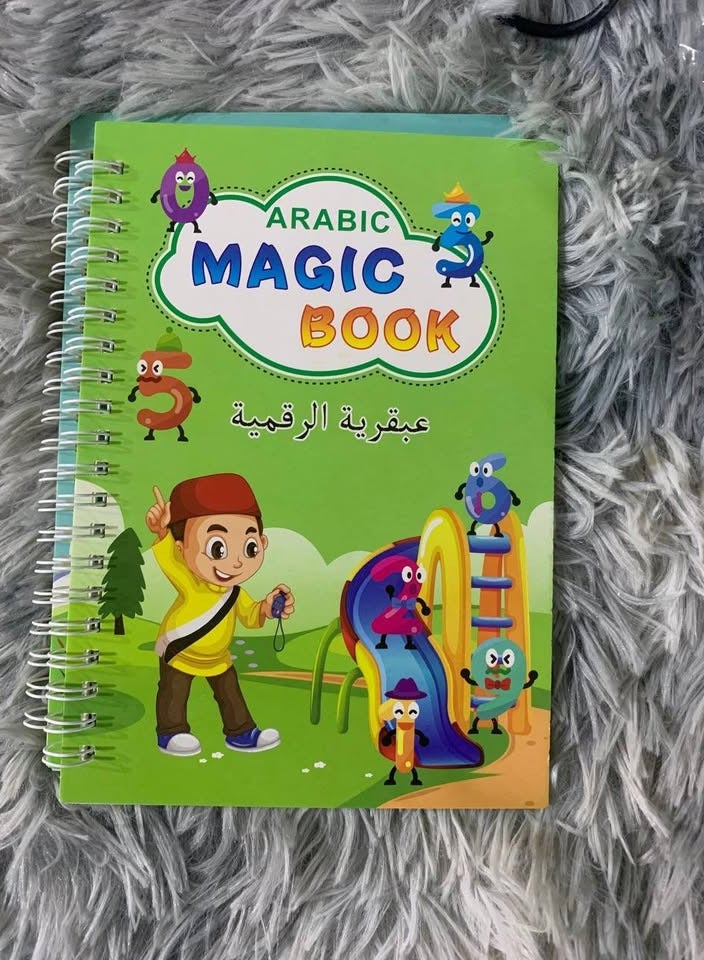 Large Arabic Magic Copybook for Kids Reusable handwriting tracing book cursive for toddlers English trace pencil control Preschool & Early Education books Number Alphabet Drawing A4 Size (A4) - Image 1