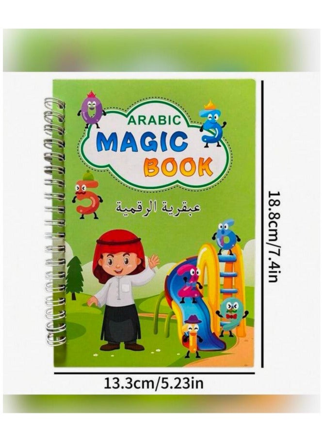 Large Arabic Magic Copybook for Kids Reusable handwriting tracing book cursive for toddlers English trace pencil control Preschool & Early Education books Number Alphabet Drawing A4 Size (A4) - Image 2