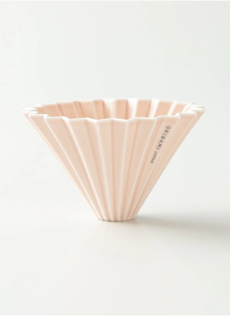 Origami - Ceramic Dripper M with Plastic Holder - Pour Over Coffee Maker - Compatible with VCF-02 and Wave 185 filters - Color Matt Pink - Image 1