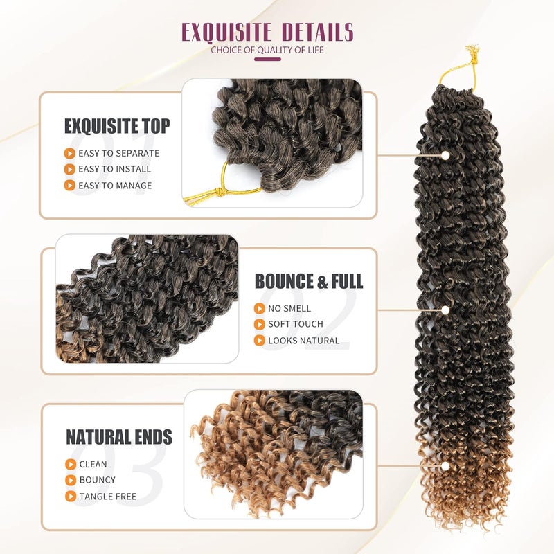 Dansama 6 Packs Passion Twist Hair Water Wave Braiding Hair for Butterfly Style Crochet Braids Bohemian Hair Extensions (24inch, T1B/27, Economy Pack) - Image 4