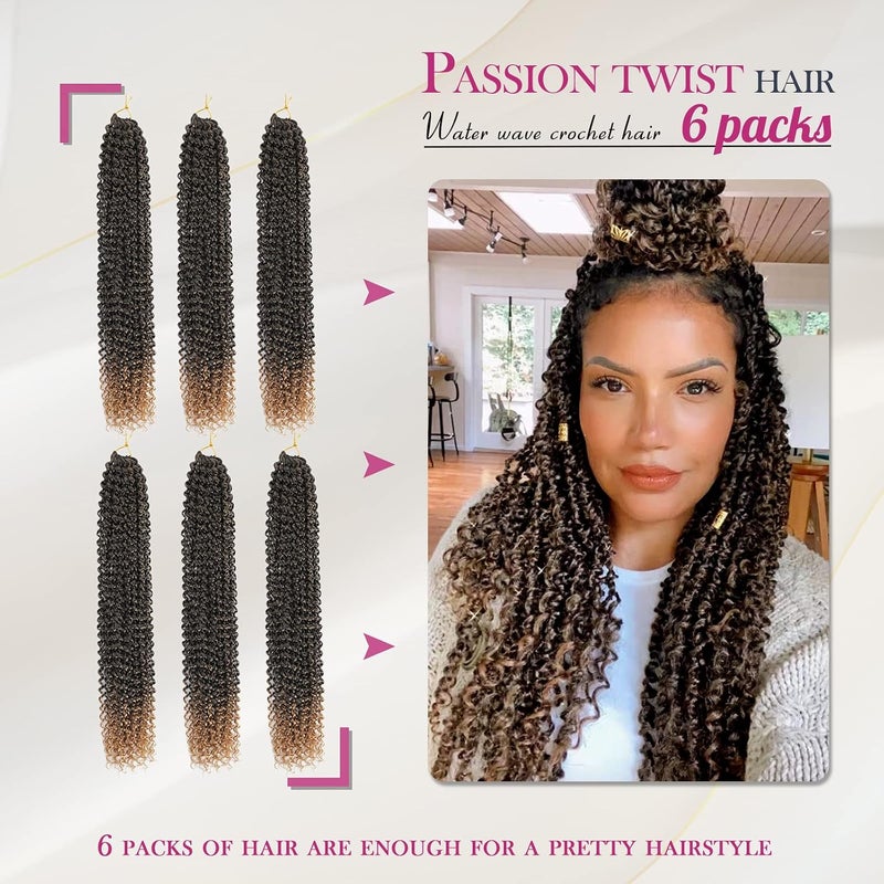 Dansama 6 Packs Passion Twist Hair Water Wave Braiding Hair for Butterfly Style Crochet Braids Bohemian Hair Extensions (24inch, T1B/27, Economy Pack) - Image 2