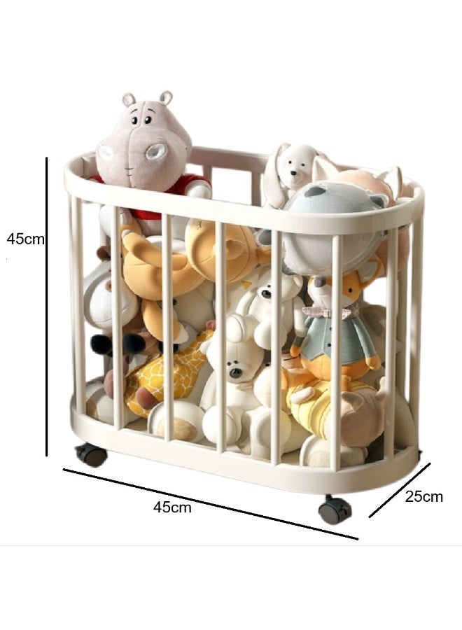 Soofam Multi-Function Home Gym Equipment Organizer, Yoga Mat Storage Basket & Ball Storage Rack With Handle, Space-Saving Sports Gear Storage with Locking Wheels for Home, Garage, Gym, Beige - Image 2