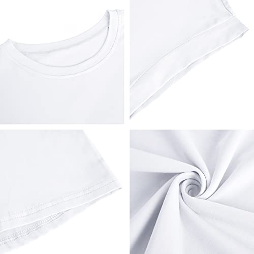Fazortev Women's Cap Sleeve Tank Top Crew Neck T Shirts Loose Fit Basic Summer Casual Tee Tops White - Image 4