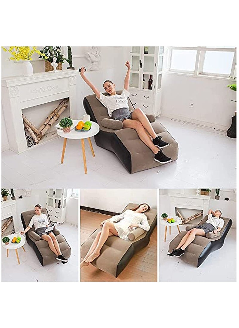 Folding Waterproof Air Furniture, Inflatable Sofa Set, Lazy Sofa, Chaise Lounges, Travel Camping Chair for with Ottoman Footrest, Air Pump and Handrails for Home, Office, Outdoor