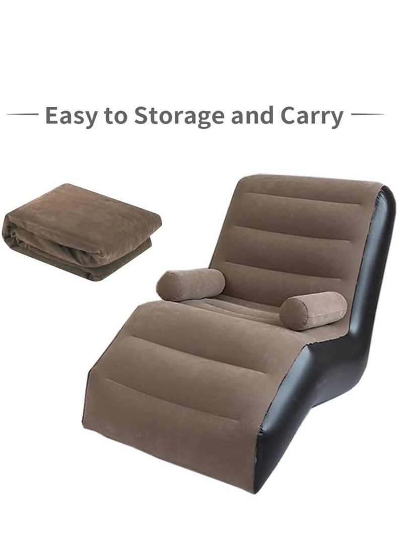 Folding Waterproof Air Furniture, Inflatable Sofa Set, Lazy Sofa, Chaise Lounges, Travel Camping Chair for with Ottoman Footrest, Air Pump and Handrails for Home, Office, Outdoor