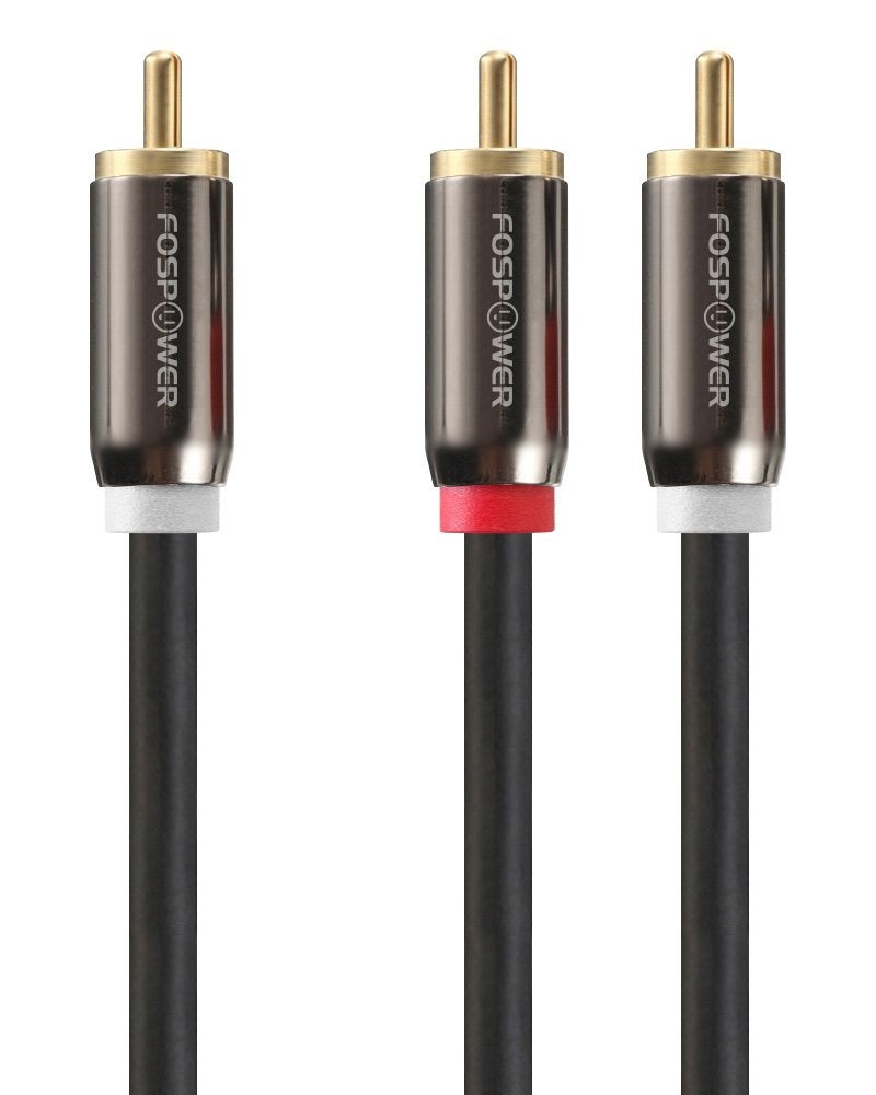 FosPower RCA Y-Adapter (6 Feet), 1 RCA Male to 2 RCA Male Y Splitter Digital Stereo Audio Cable for Subwoofer, Home Theater, Hi-Fi - Dual Shielded | 24K Gold Plated - Image 1