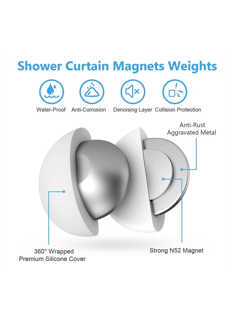 KASTWAVE Shower Curtain Weights, Silicone Encased Strong Shower Curtain Magnets, Never Rust Shower Curtain Magnets, Never Broke No Noise Heavy Prevent Shower Curtain from Blowing, White, 3 Pairs - Image 4
