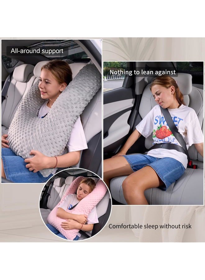 RUSHANPEACE Travel Pillow for Kids Adult, Pillow for Car Sleeping Ultra Large U-Shaped with Removable Soft Cover Support Fix Neck and Body Sitting/Sleeping on The Trip (Grey) - Image 2