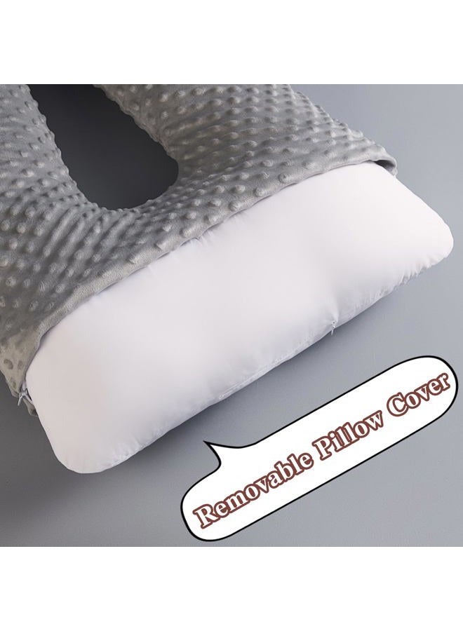 RUSHANPEACE Travel Pillow for Kids Adult, Pillow for Car Sleeping Ultra Large U-Shaped with Removable Soft Cover Support Fix Neck and Body Sitting/Sleeping on The Trip (Grey) - Image 4