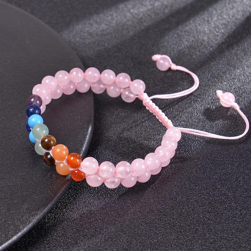 Excefore Stone Beads Bracelet, Lava Rock Chakra Bracelet, 7 Chakra 8mm Natural Stone Healing Bracelet, Healing Bracelets for Women, Healing Prayers Crystal Bracelet, Anti Anxiety Stress Relief Yoga Beads - Image 3