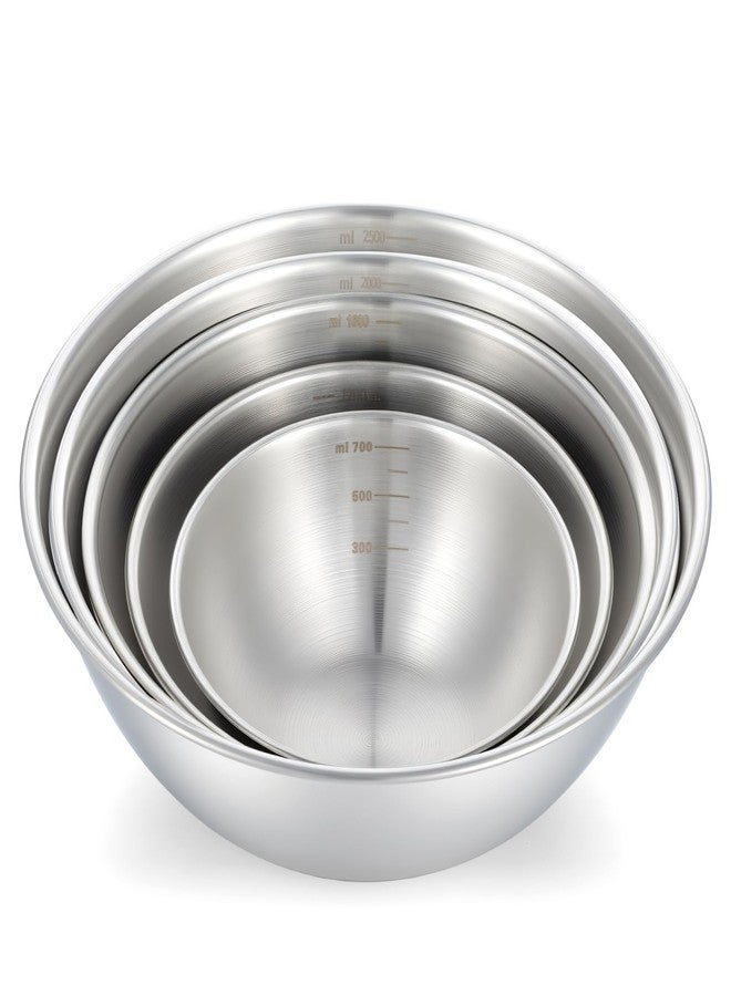 AOZUO Stainless Steel Mixing Bowls Set of 5, Thicker Stainless Steel Flat Bottom Nesting Metal Mixing Bowls for Cooking, Baking, Serving, Food and Salad Prep, Dishwasher Safe - Image 1