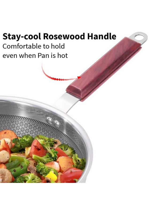 Hawkins 22 cm Frying Pan, Triply Stainless Steel Shielded Nonstick Fry Pan with Rosewood Handle, Honeycomb, Non Stick, Induction, Silver (NSF22) - Image 5