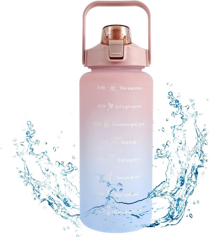 Jugte Motivational Water Bottle With Time & Capacity Marker Leakproof Unbreakable Water Bottle For Gym Office Set Of 3 Daily Tracking Time Marks (Pink) - Plastic, 2 L - Image 2