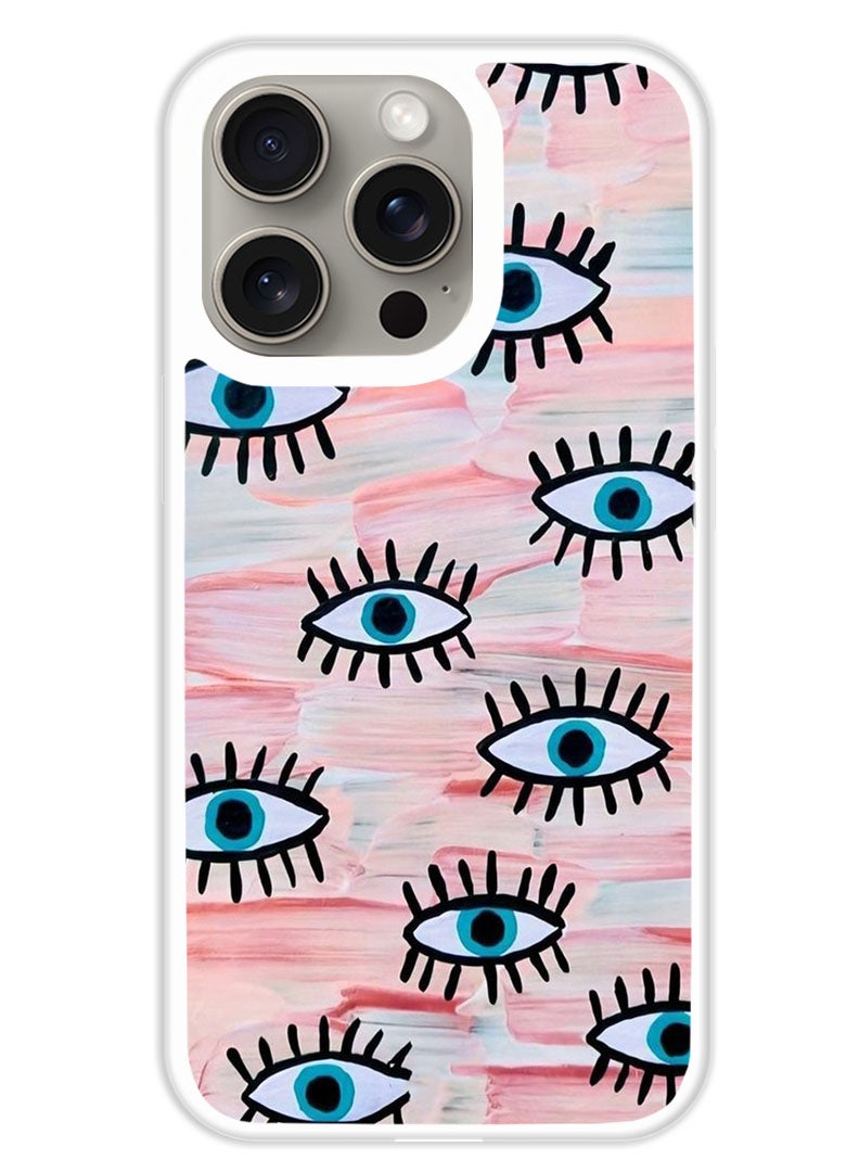 Theodor Protective Case Cover For APPLE IPHONE 15 Pro Evil Eye (White Bumper) - Image 1