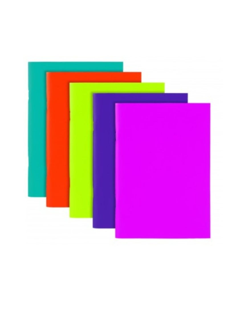 TIGER Bright Notebooks A5 Assorted bright colours: Purple, Blue, Green, Orange, Pink Feint ruled 70gsm paper Margin 40 sheets PP cover 30 micron - Image 1