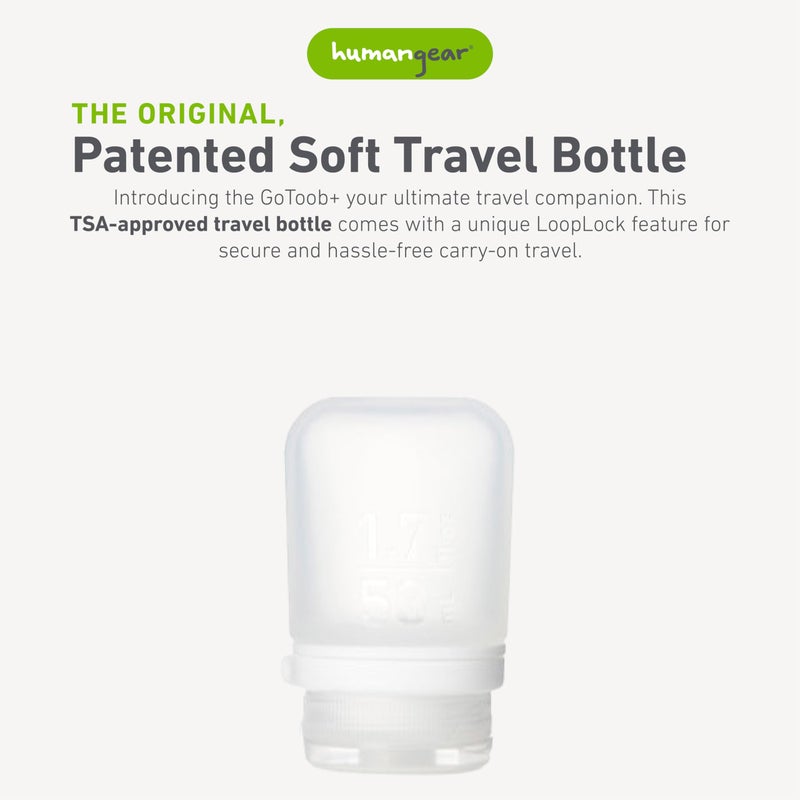 humangear GoToob+ (Small) | Refillable Silicone Travel Bottle | Locking Lid | Food-Safe Material | Clear, Small (1.7 fl.oz; 53ml) - Image 2