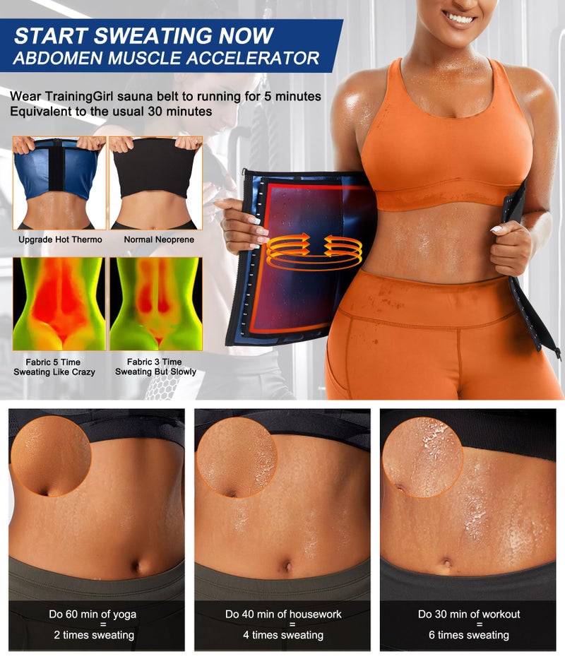 TrainingGirl Waist Trainer for Women Lower Belly Waist Trimmer Corset Tummy Wrap Workout Sweat Belt Band Sports Sauna Suit - Image 3