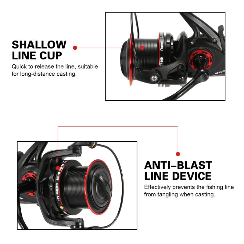 COONOR Fishing Reel with Double Line Cup 12+1BB Gear Ratio 4.6:1 Anti-Explosion Line Design and Powerful Casting Force Double Unloading Force Carp Reel - Image 2