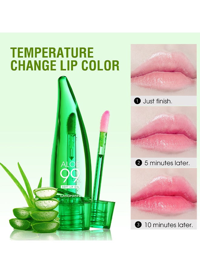 LANGMANNI Aloe Vera Color Changing Lip Gloss, Long Lasting Nutritious Lip Balm Moisturizing Aloe Vera Lip Oil, Moisturizer Magic PH Temperature Color Change Lip Gloss, Lip Gloss Moisturizer Non-Sticky For Lip - Image 4