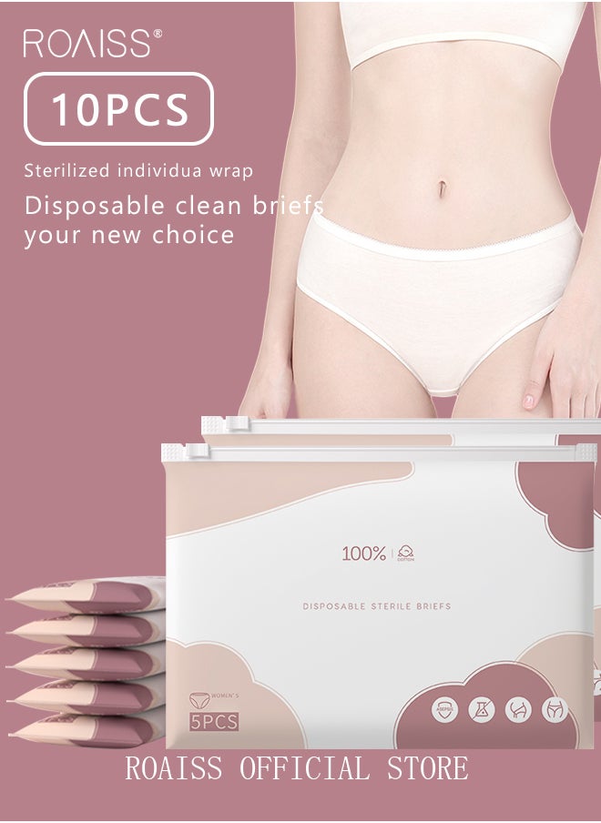 roaiss 10 Pack Set Women's Disposable Briefs Pregnant Confinement Postpartum Sterile High Stretch Panties Mid-waist Hygiene Soft Underpants Individual Package Underwear White  - Image 1