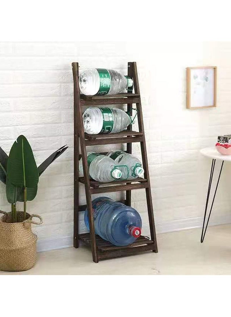 Generic FFD 4 Tier Wooden Ladder Shaped Foldable Flowers Stand Garden Balcony Standing Plant Rack Decorative Display Stand Holder Flower Shelf For Indoor Outdoor Use  - Image 4