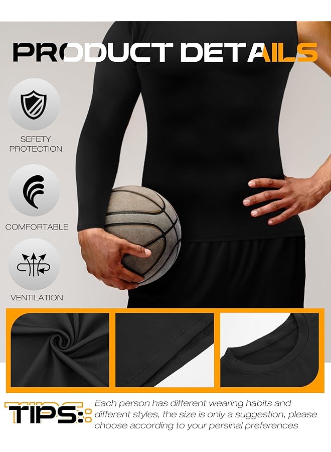 KASTWAVE Compression Shirts for Men Long Sleeve Quick Dry Mens Single Sleeve Compression Shirts 1/2 Single Arm Athletic Base Layer Undershirt Gear T Shirt Single Sleeve Compression Shirt 2 Pcs * L - Image 2