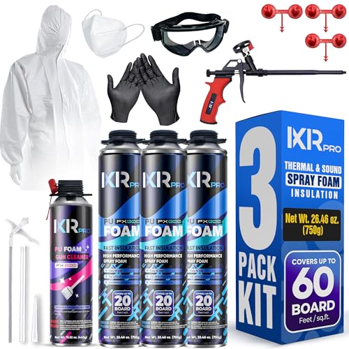 ixirpro Spray Foam Insulation Kit (3 PK Kit-25.4oz) Expanding Sealant, Closed Cell Spray Foam Heat Acoustic Insulation, High Density, Cleaner, Gun - Image 1